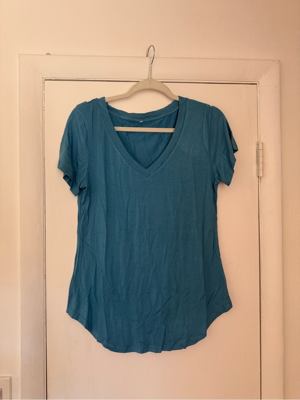 Women's Teal V-Neck Short Sleeve Top